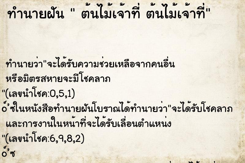 ทำนายฝันต้นไม้เจ้าที่ต้นไม้เจ้าที่ ทำนายฝันทำนายฝันต้นไม้เจ้าที่ต้นไม้เจ้าที่